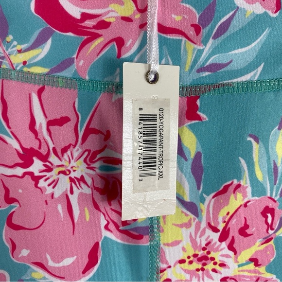Simply Southern Women’s Pink Blue Tropical Floral Print Leggings NWT Sz XXL‎ - Picture 4 of 13